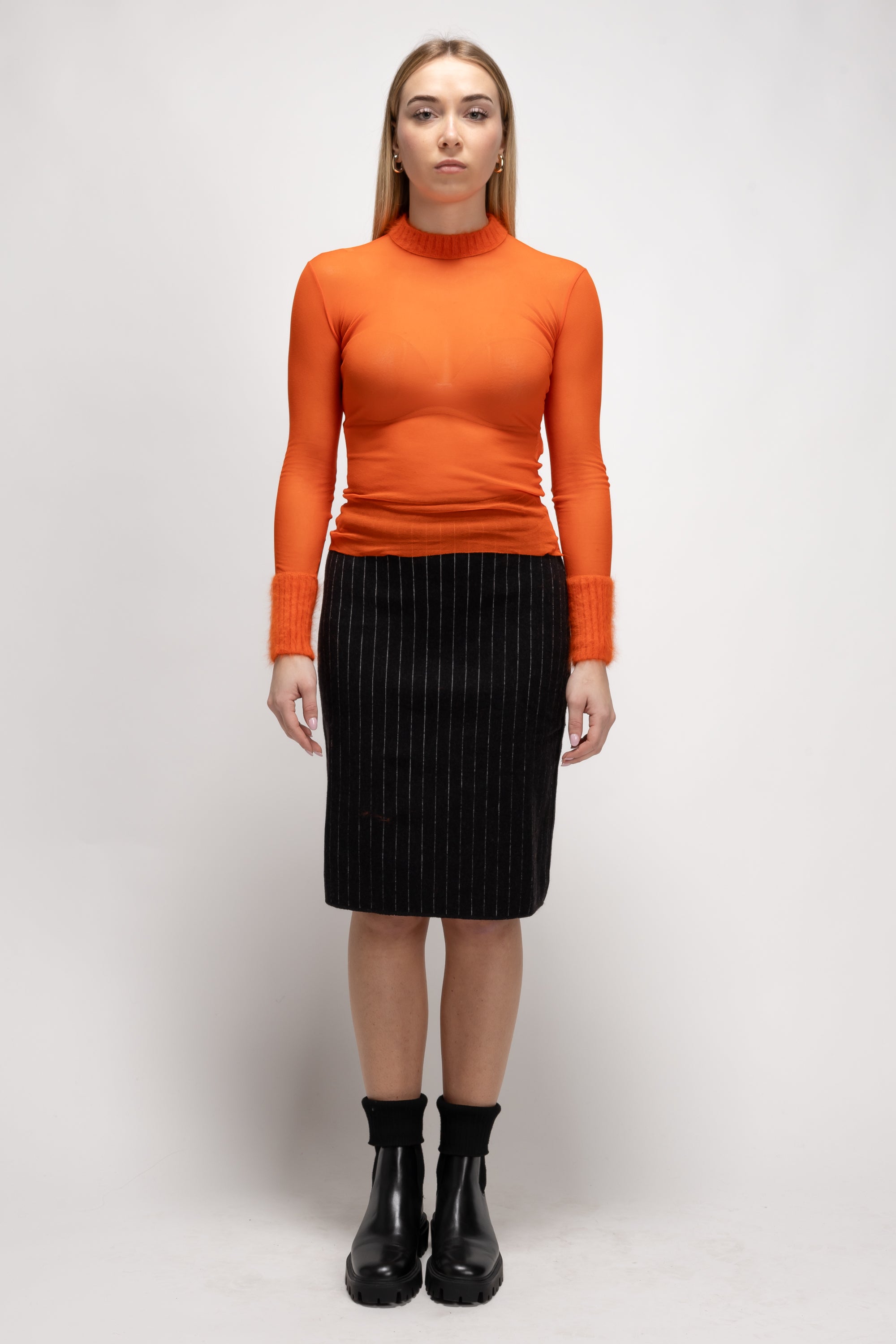 Vintage Woman Orange Mesh Turtleneck  - Autumn/Winter 1995