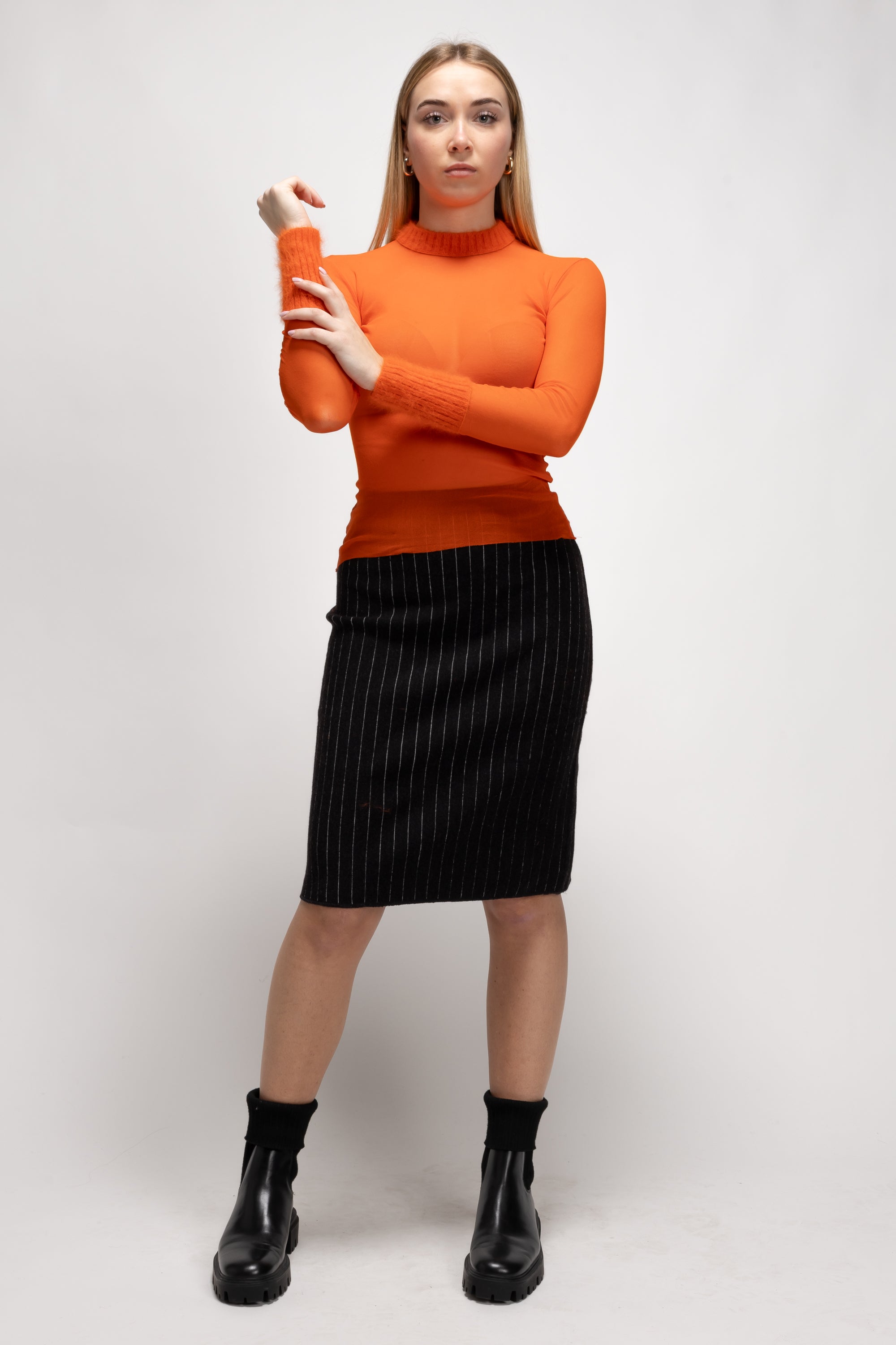 Vintage Woman Orange Mesh Turtleneck  - Autumn/Winter 1995