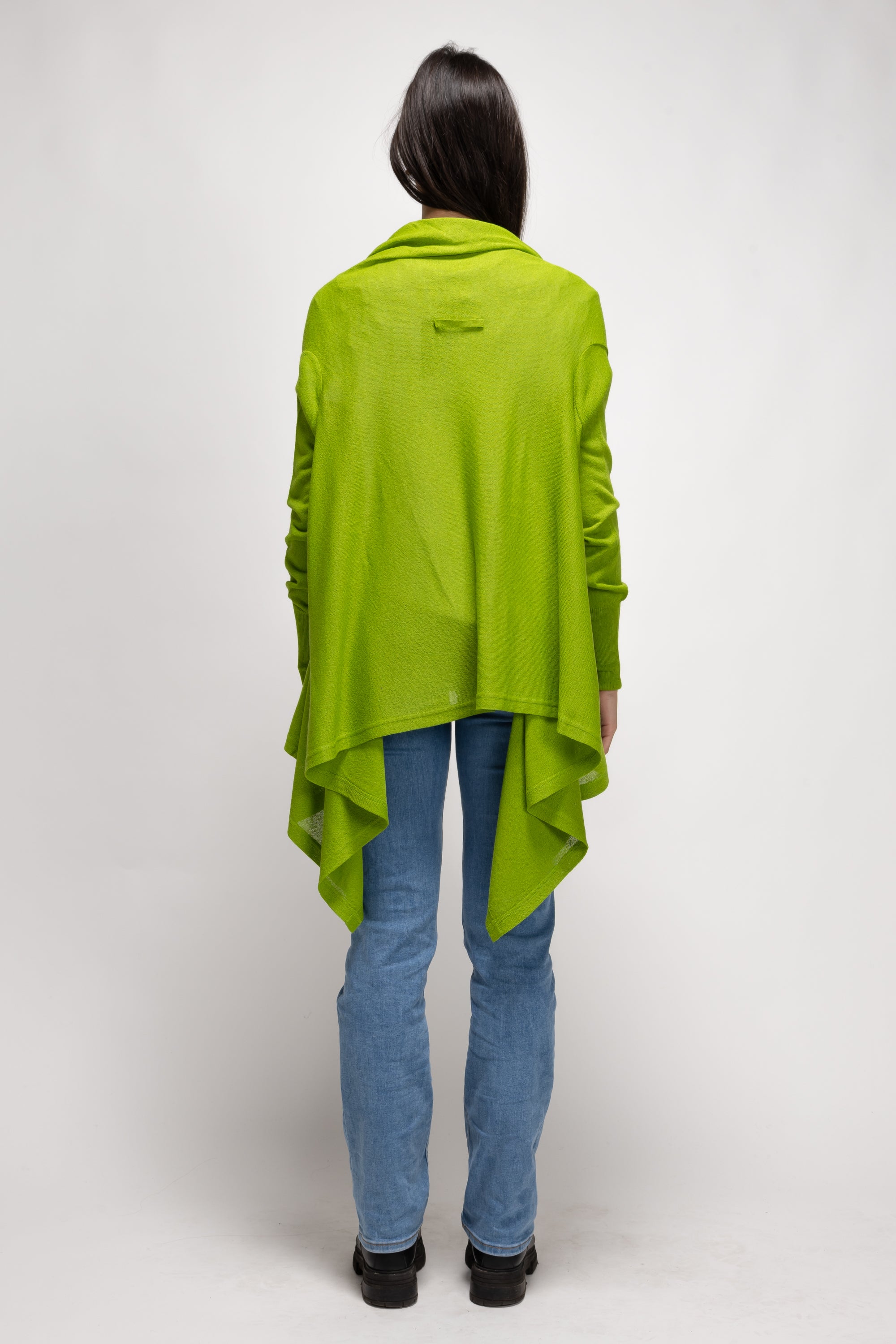 Vintage Woman Lime Green Oversized Cardigan with Hood - Spring/Summer 1992