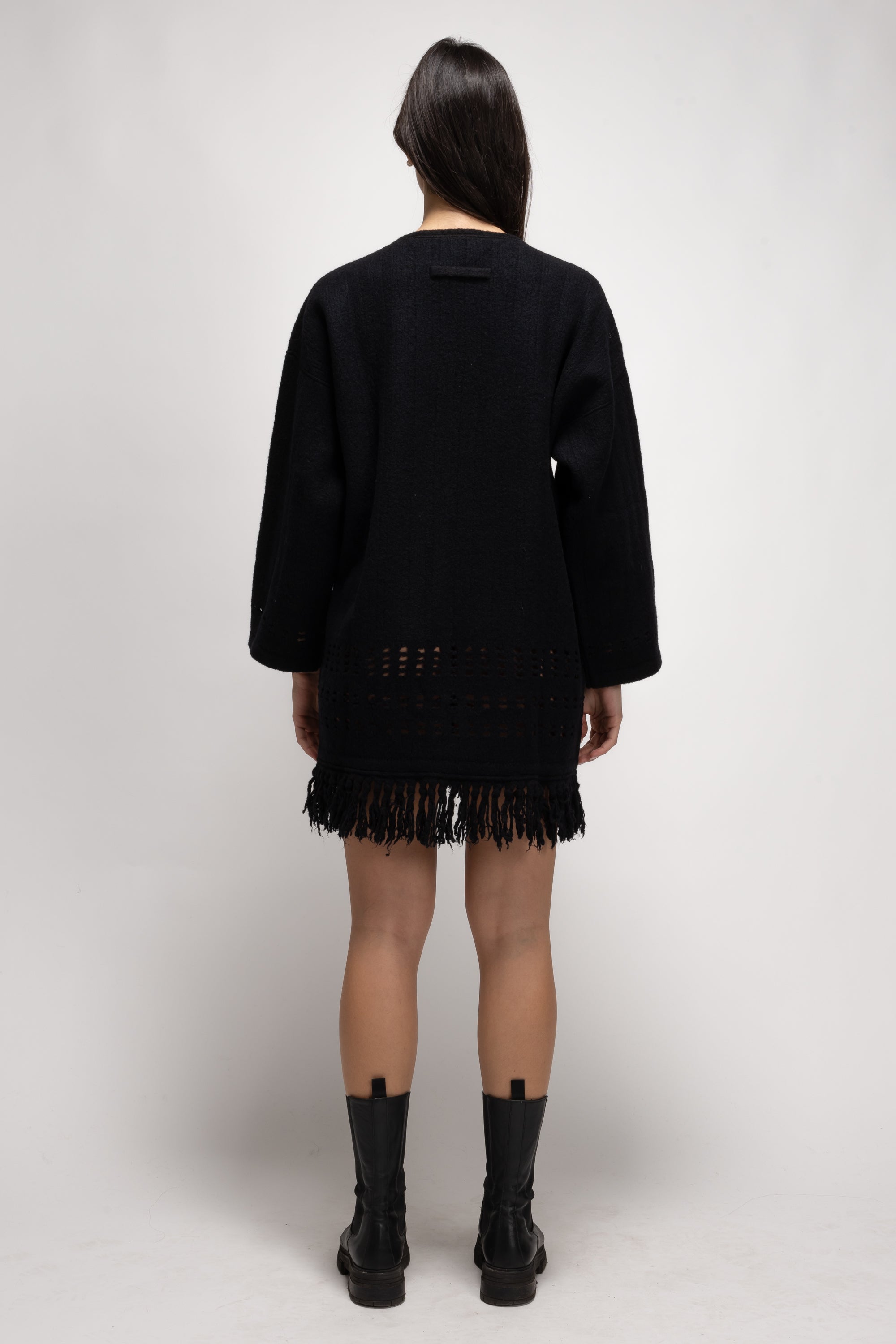 Vintage Woman Knit Dress with Fringe Hem - Autumn/Winter 1993