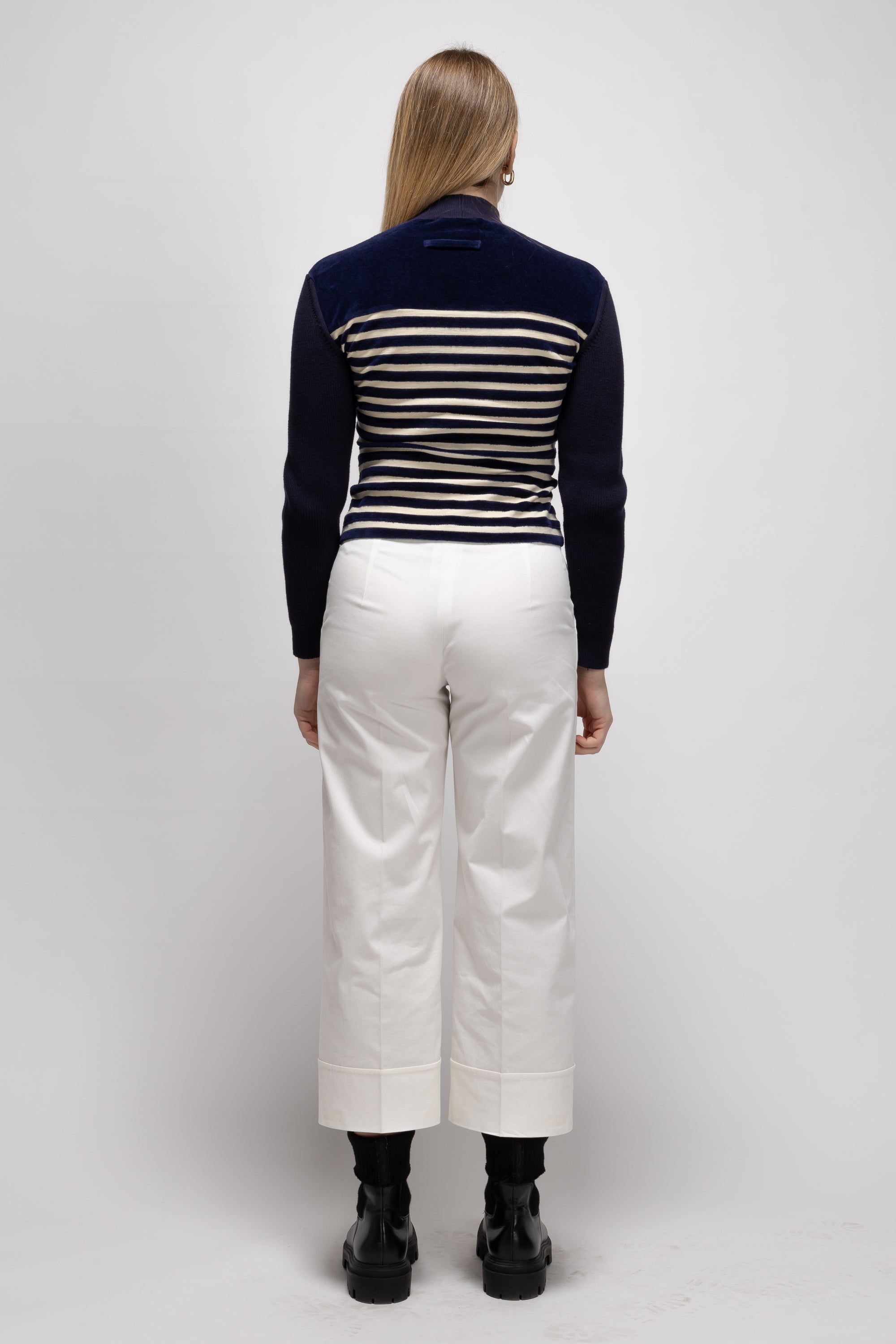 Vintage Woman Sailor-Inspired Knit Top - Autumn/Winter 1988