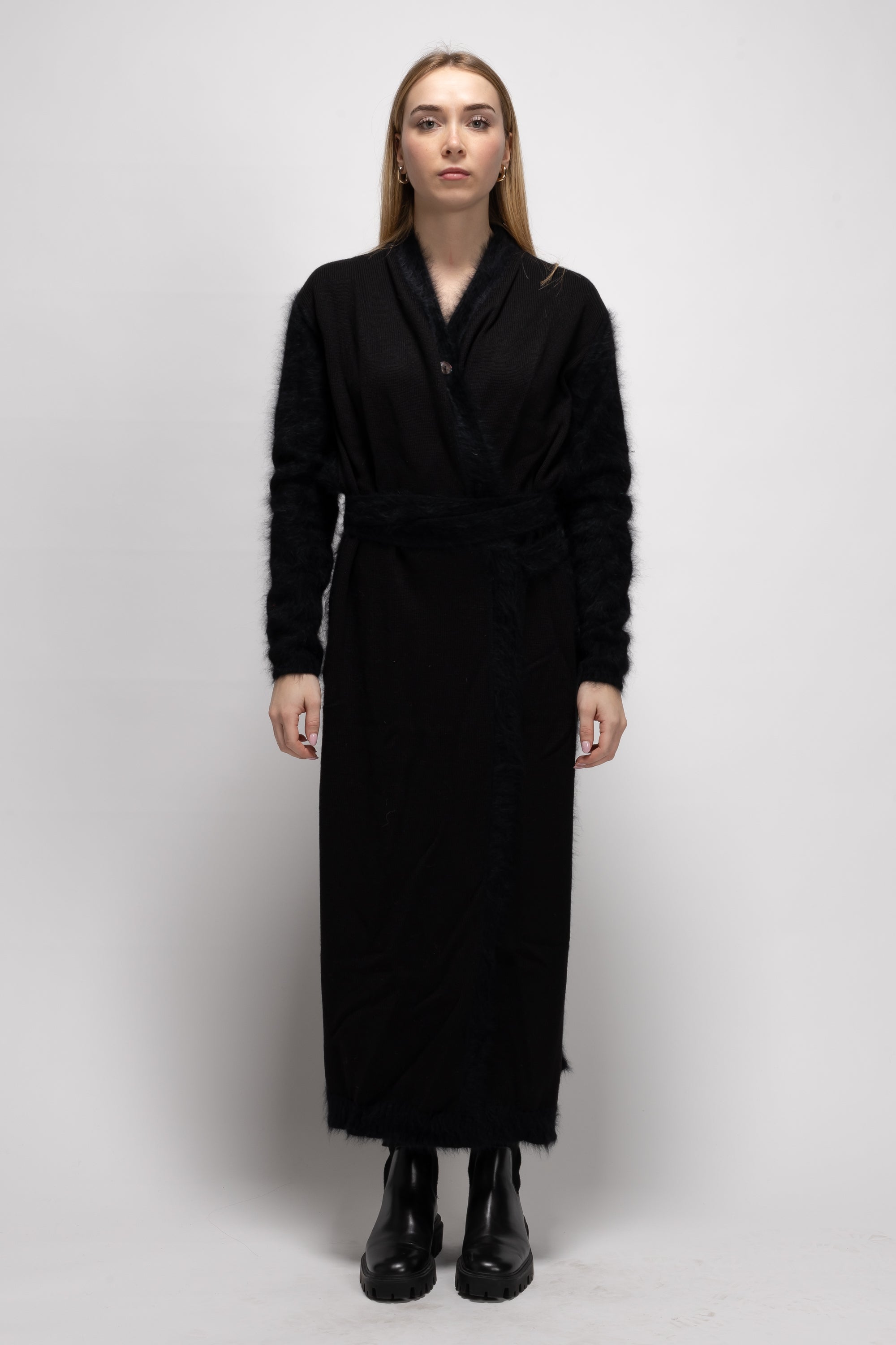 Vintage Woman Black Cardigan with Side Slit - Autumn/Winter 1994