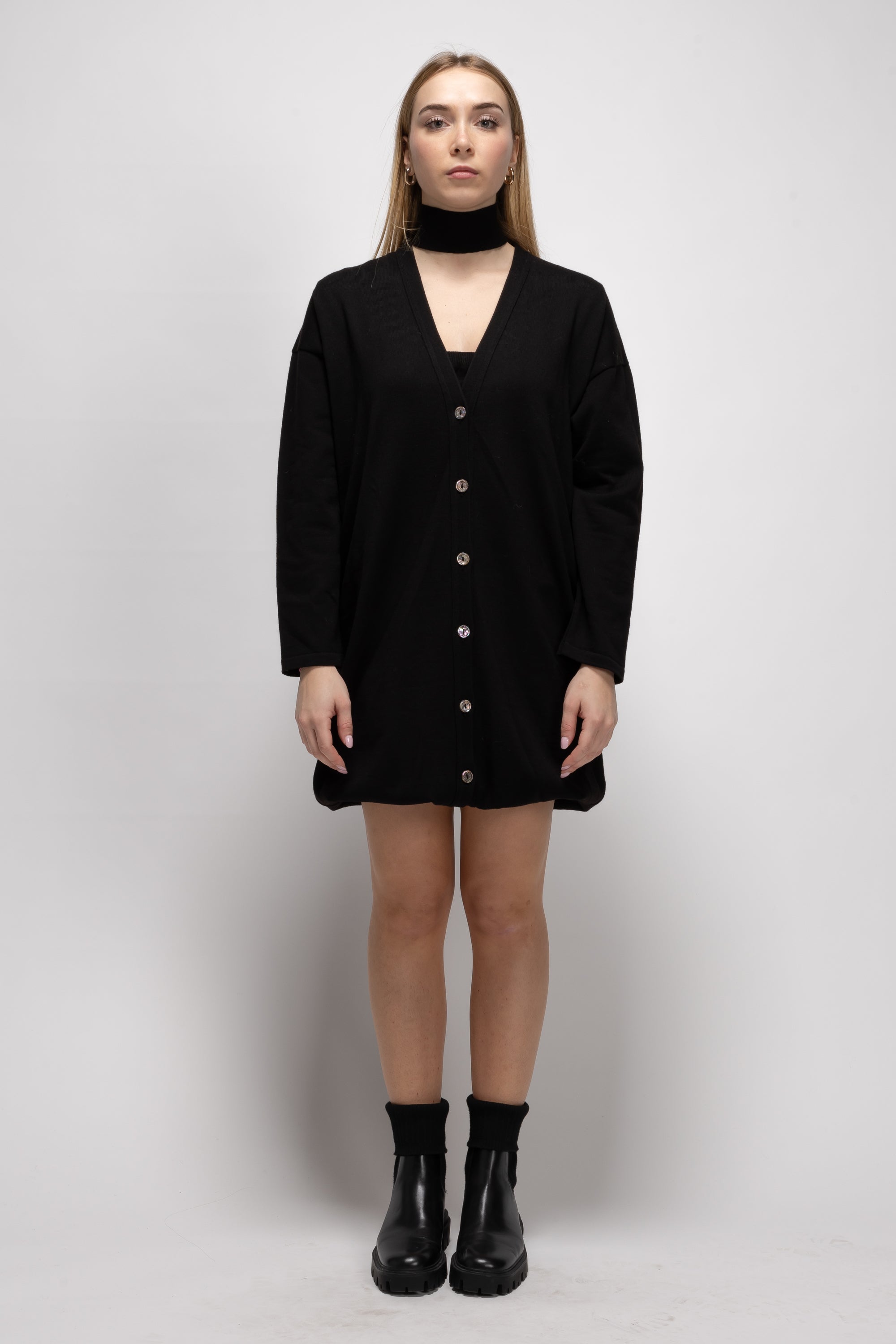 Vintage Black Set Double Cardigan/Dress - Autumn/Winter 1991