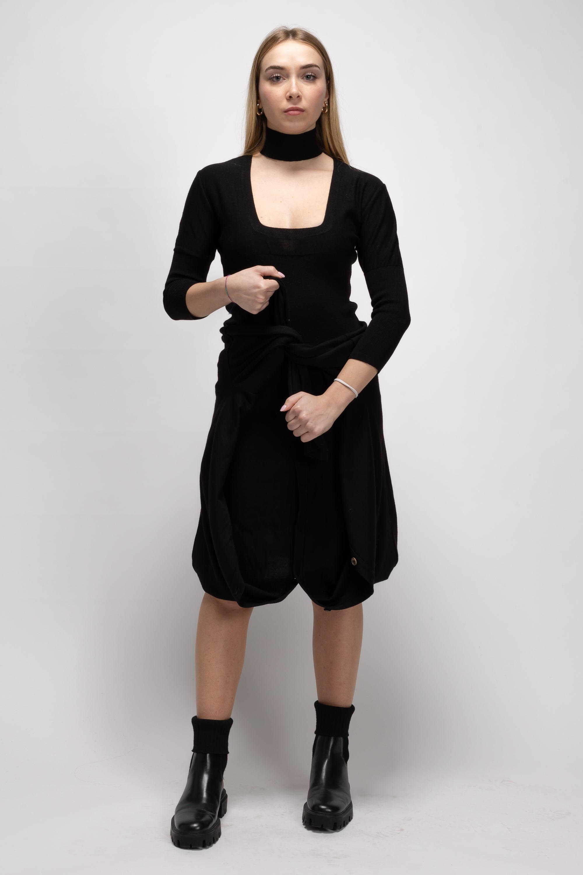 Vintage Black Set Double Cardigan/Dress - Autumn/Winter 1991