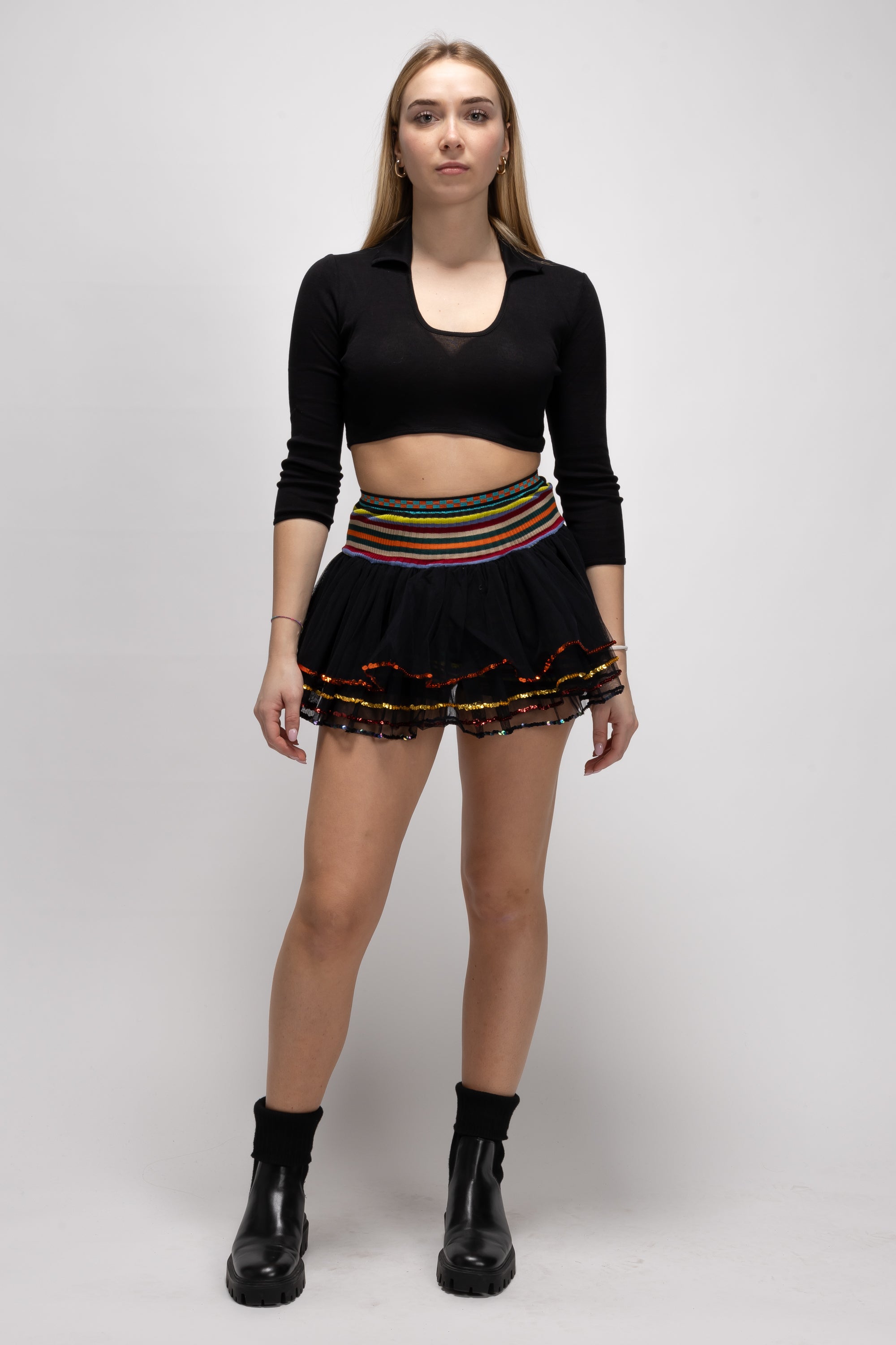 Vintage Woman Black Short Skirt with Shorts  - Spring/Summer 1991