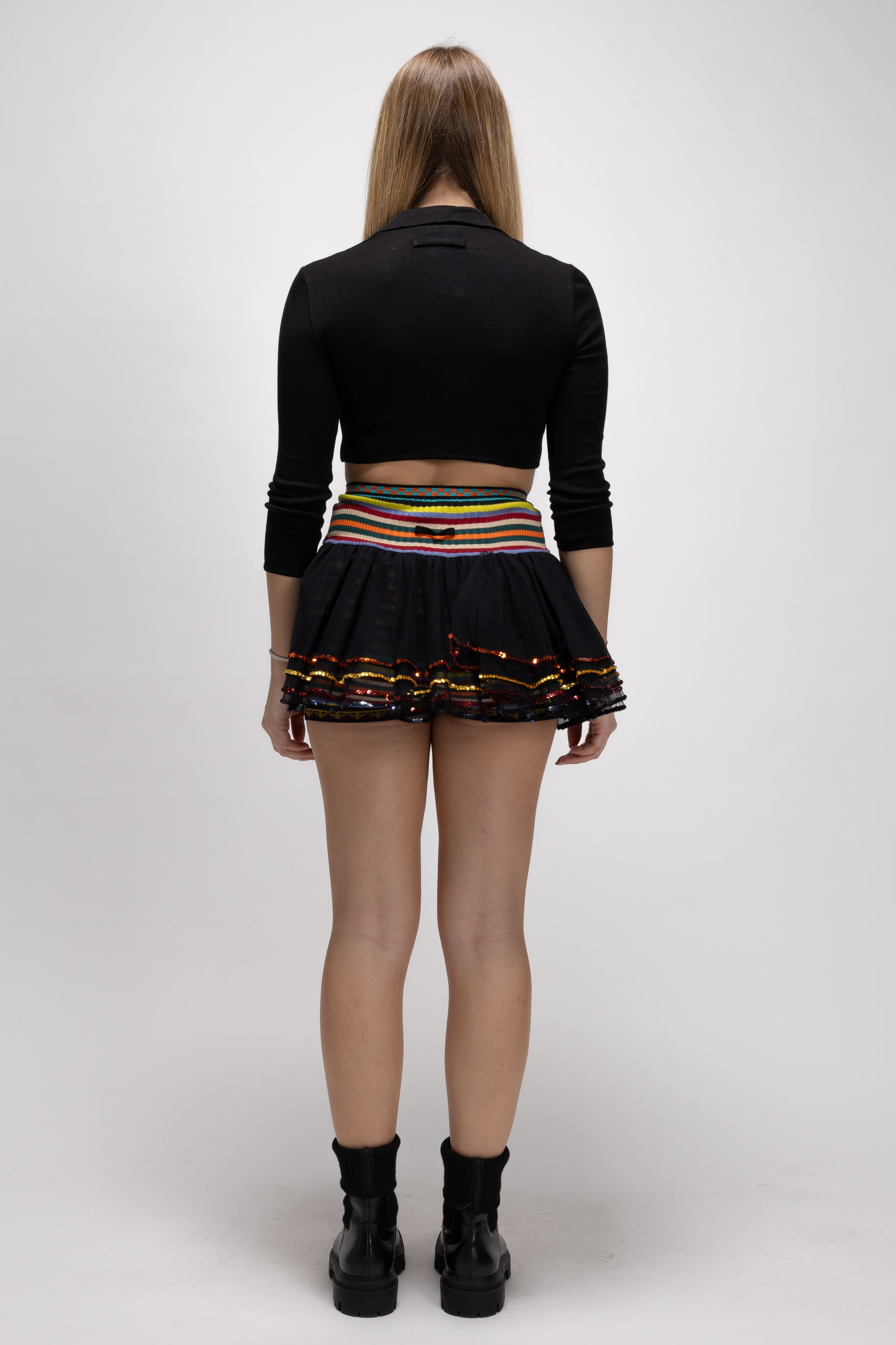 Vintage Woman Black Short Skirt with Shorts  - Spring/Summer 1991