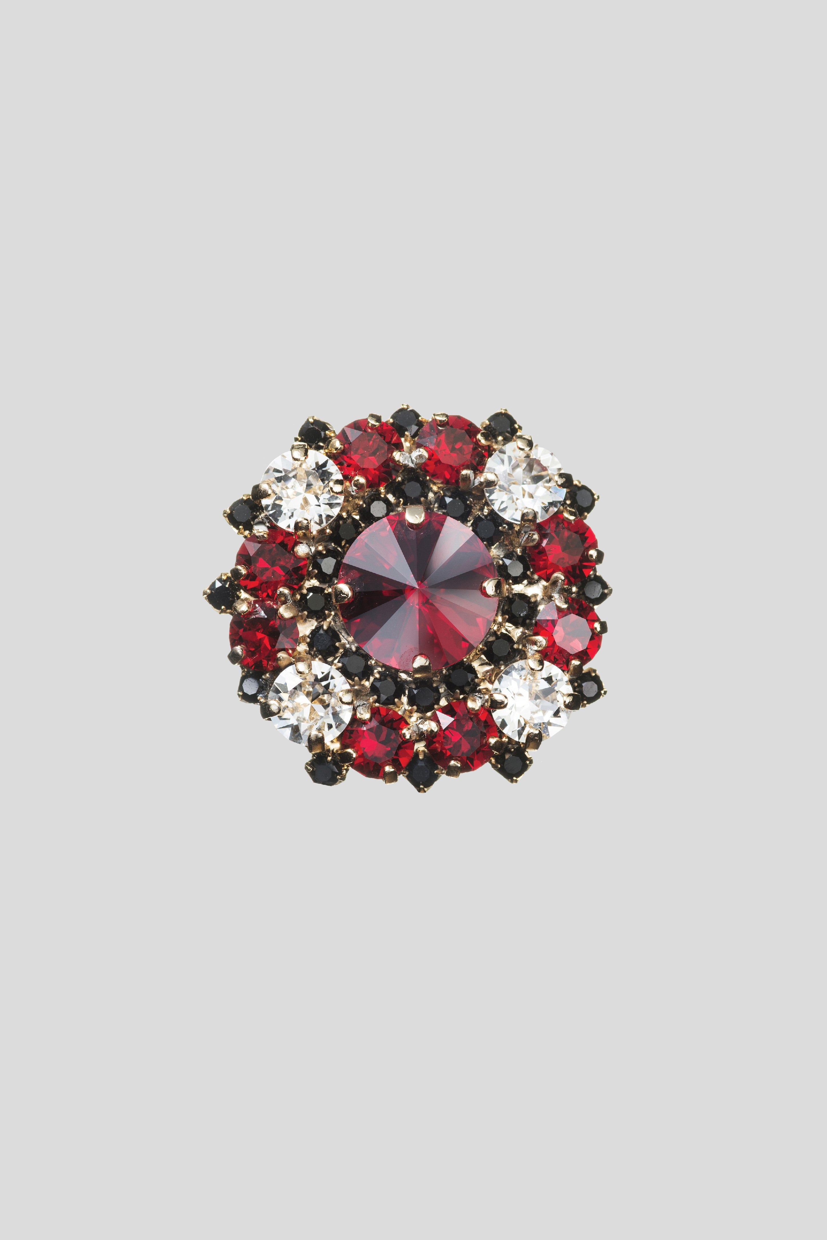 Antonio Croce Red and Black Crystal Brooch